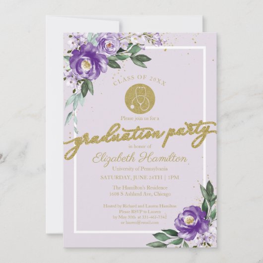 Stethoscope Nursing School Afstudeerder Party Paar Kaart (Voorkant)