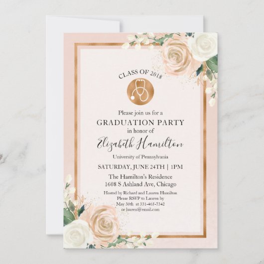 Stethoscope Nursing School Afstudeerder Party Phot Kaart (Voorkant)