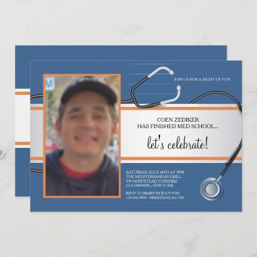 Stethoscope Photo Custom Invitations Kaart (Voorkant / Achterkant)