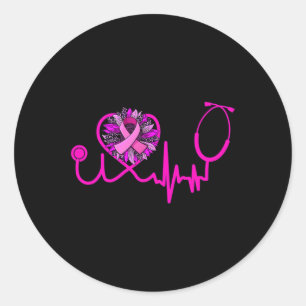 Stethoscope Pink Ribbon Breast Cancer Awareness Nu Ronde Sticker