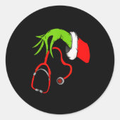 Stethoscope Santa Funny Christmas Xmas Nurse Nursi Ronde Sticker (Voorkant)