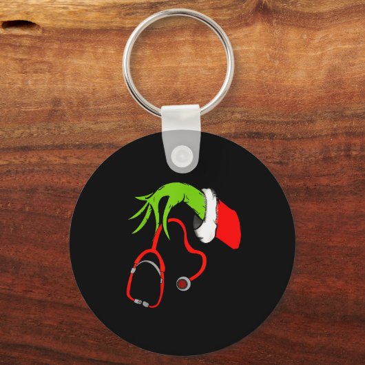 Stethoscope Santa Funny Christmas Xmas Nurse Nursi Sleutelhanger (Voorkant)