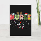 Stethoscope Santa Hat Reindeer Xmas Christmas Nurs Kaart (Voorkant)