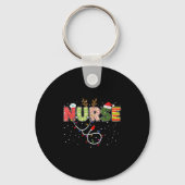 Stethoscope Santa Hat Reindeer Xmas Christmas Nurs Sleutelhanger (Voorkant)