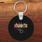 Stethoscope Santa Hat Reindeer Xmas Christmas Nurs Sleutelhanger (Voorkant)