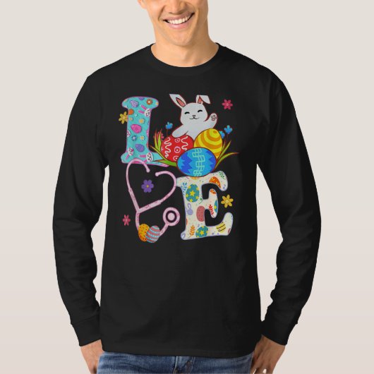 Stethoscope Scrub Life Neurse Bunny Easter Day Out T-shirt (Voorkant)
