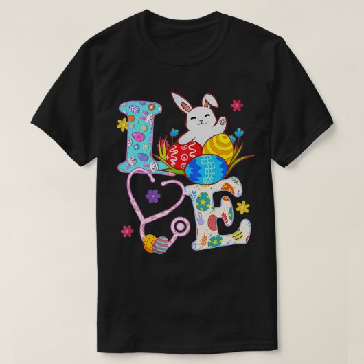 Stethoscope Scrub Life Neurse Bunny Easter Day Out T-shirt (Design voorkant)