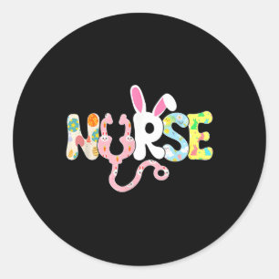 Stethoscope Scrub Nurse Life Easter Day Cute Bunny Ronde Sticker