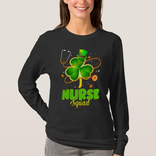 Stethoscope Shamrock Nurse Squad St Patrick Day Wo T-shirt (Voorkant)