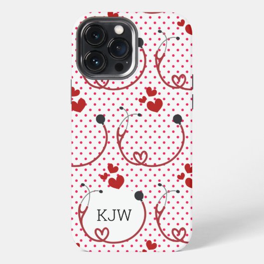 Stethoscopen en Hart Monogram iPhone Hoesje (Achterkant)