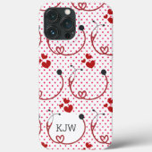 Stethoscopen en harten Monogram Case-Mate iPhone Case (Achterkant)