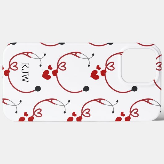 Stethoscopen en harten Monogram Case-Mate iPhone Case (Achterkant (horizontaal))