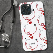Stethoscopen en harten Monogram iPhone Hoesje