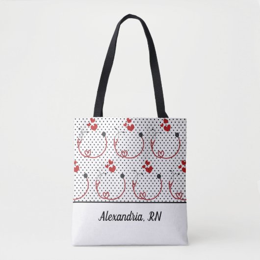 Stethoscopen, hart- en pooldots tote bag (Voorkant)