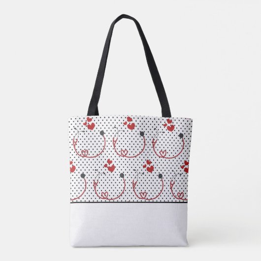 Stethoscopen, hart- en pooldots tote bag (Achterkant)