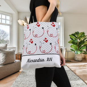 Stethoscopes, Hearts and Polka Dots Handtekening Tote Bag