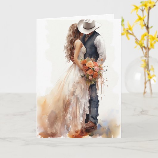 Stetson & Kant Bruiloft: Cowboy Elegance Kaart (Gele Bloem)