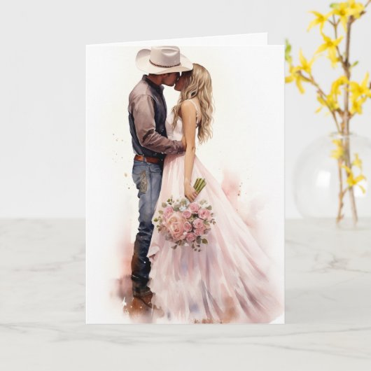 Stetson & Kant Bruiloft: Crimson Romance Kaart (Gele Bloem)