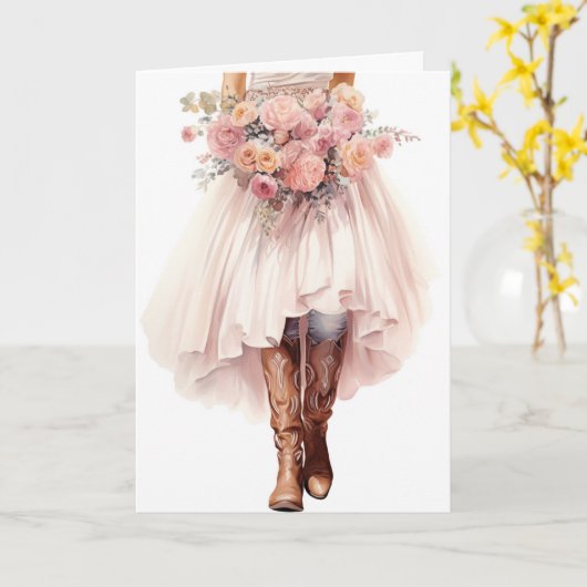 Stetson & Kant Bruiloft: Daisy Chains & Denim Drea Kaart (Gele Bloem)