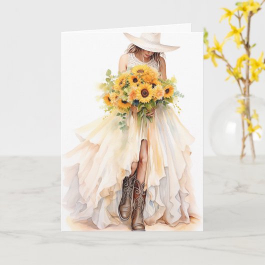 Stetson & Kant bruiloft: rustieke uitstraling Kaart (Gele Bloem)