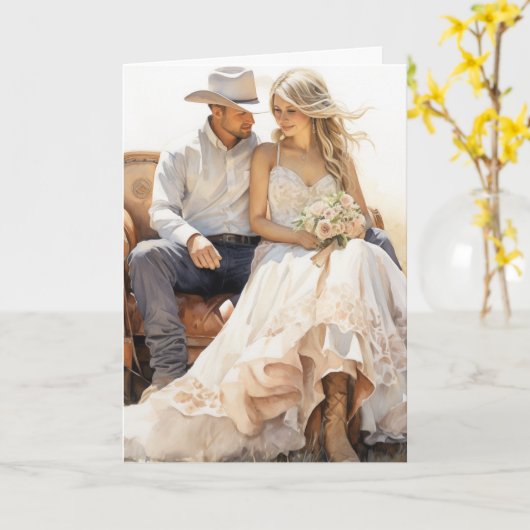 Stetson & Kant Bruiloft: Westerne Zonsondergang Un Kaart (Gele Bloem)