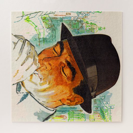 Stetson pet man dat een sigaret verlicht legpuzzel (Horizontaal)