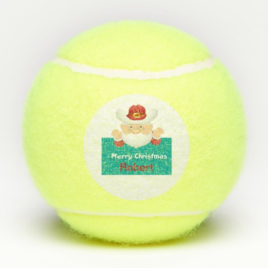 Stetson Santa Gepersonaliseerde naam Custom Christ Tennisballen (Achterkant)