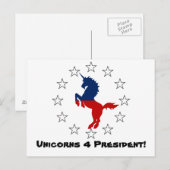 Steun aan de Unicorn-partij: Unicorns voor Preside Briefkaart (Voorkant / Achterkant)