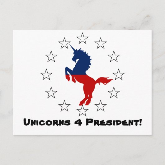 Steun aan de Unicorn-partij: Unicorns voor Preside Briefkaart (Voorkant)