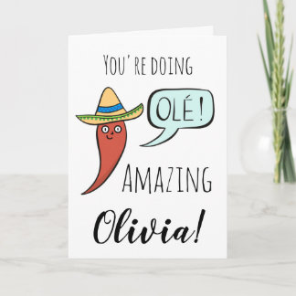 Steun Aanmoedigende Schattige Grappige Chili Kaart