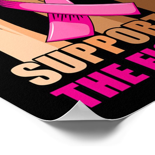 Steun alle strijders Borstkanker Roze lint Poster (Hoek)