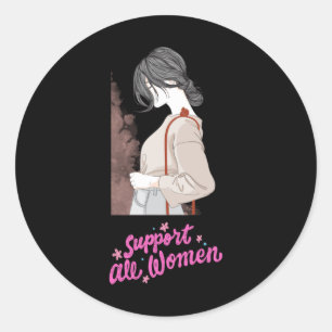 Steun alle vrouwen 1 ronde sticker