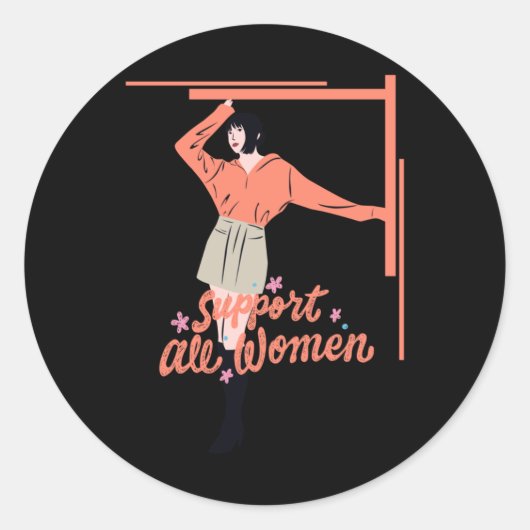 Steun alle vrouwen 2 ronde sticker (Voorkant)
