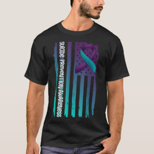 Steun Amerikaanse Vlaglint Zelfmoordbewustzijn Voo T-shirt