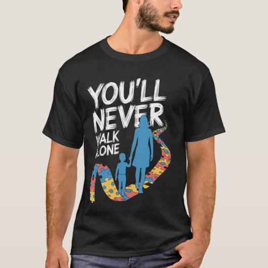 Steun Autisme Zoon Moeder Steun Autisme Zoon Bewus T-shirt (Voorkant)