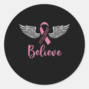 Steun Borstkanker Ondersteuning Roze Lint Cadeau Ronde Sticker