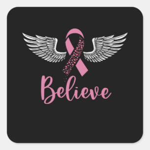 Steun Borstkanker Ondersteuning Roze Lint Cadeau Vierkante Sticker