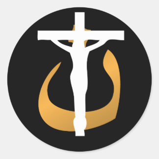 Steun christenen! Kruisbeeld - "Nuun" symbool Ronde Sticker