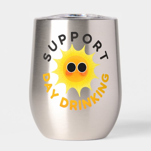 Steun Dag Drinken Stamless Wijn Tumbler – Grappig (Voorkant)