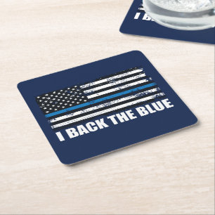Steun de Blauwe Dunne blauwe lijn VS-vlag MAGA WWG Kartonnen Onderzetters