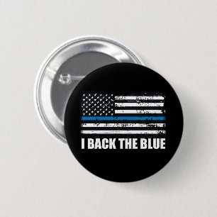 Steun de Blauwe Dunne blauwe lijn VS-vlag MAGA WWG Ronde Button 5,7 Cm