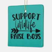 Steun de fauna, trek jongens op keramisch ornament (Links)