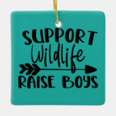 Steun de fauna, trek jongens op keramisch ornament (Voorkant)