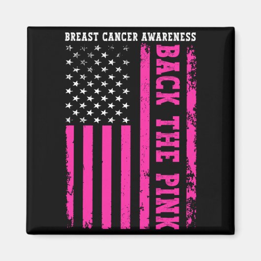 Steun De Roze Amerikaanse Vlag Borstkanker Magneet (Voorkant)