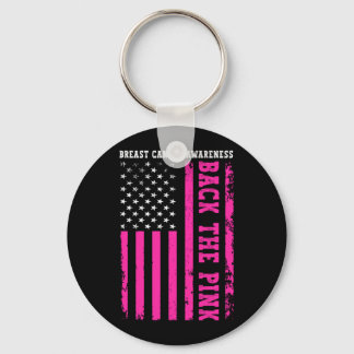 Steun de Roze Amerikaanse Vlag Borstkanker Sleutelhanger