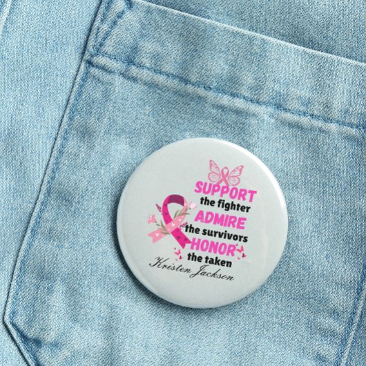 steun de strijder tegen borstkanker bewustzijn ronde button 3,2 cm