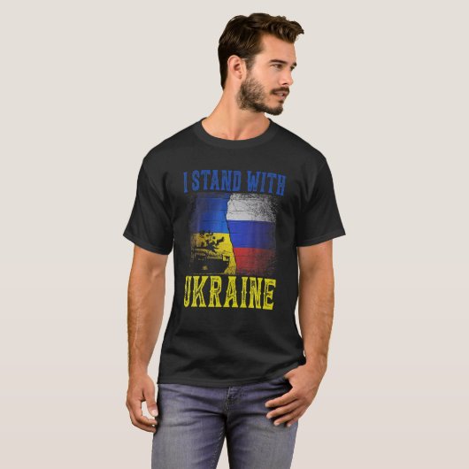 Steun die ik sta voor de Russische Oekraïense Tan  T-shirt (Voorkant volledig)