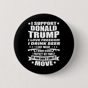 Steun Donald Trump I Love Freedom I Drink Beer Ronde Button 5,7 Cm