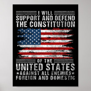 Steun en verdedig de grondwet - Us vlag 4th Poster