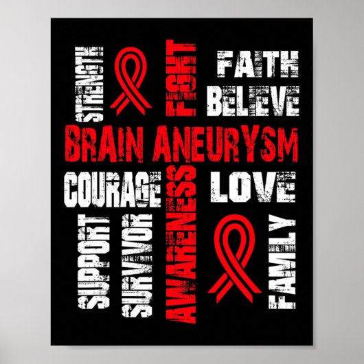 Steun geloof en vecht HERSENANEURYSMA Poster (Voorkant)